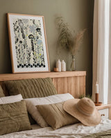 Evening Garden by Candra Boggs. shown as a paper print in a natural frame. Available as a archival giclee rolled canvas, fine art paper, or poster print. SKU 22436h.