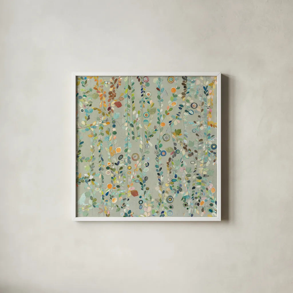 Hazel Brook by Candra Boggs. Shown in a crisp white glass frame for a clean and minimalist style. Available as an archival giclee rolled canvas, fine art paper, or poster print. SKU 16410a.