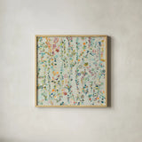 Hazel Brook Spring by Candra Boggs. Shown in a natural wood glass frame for a timeless modern aesthetic. Available as an archival giclee rolled canvas, fine art paper, or poster print. SKU 50293a.