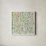 Hazel Brook Spring by Candra Boggs. Shown in a crisp white glass frame for a clean and minimalist style. Available as an archival giclee rolled canvas, fine art paper, or poster print. SKU 50293a.