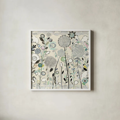 Interlocking Shadows Sq by Candra Boggs. Shown in a crisp white glass frame for a clean and minimalist style. Available as an archival giclee rolled canvas, fine art paper, or poster print. SKU 33076a.