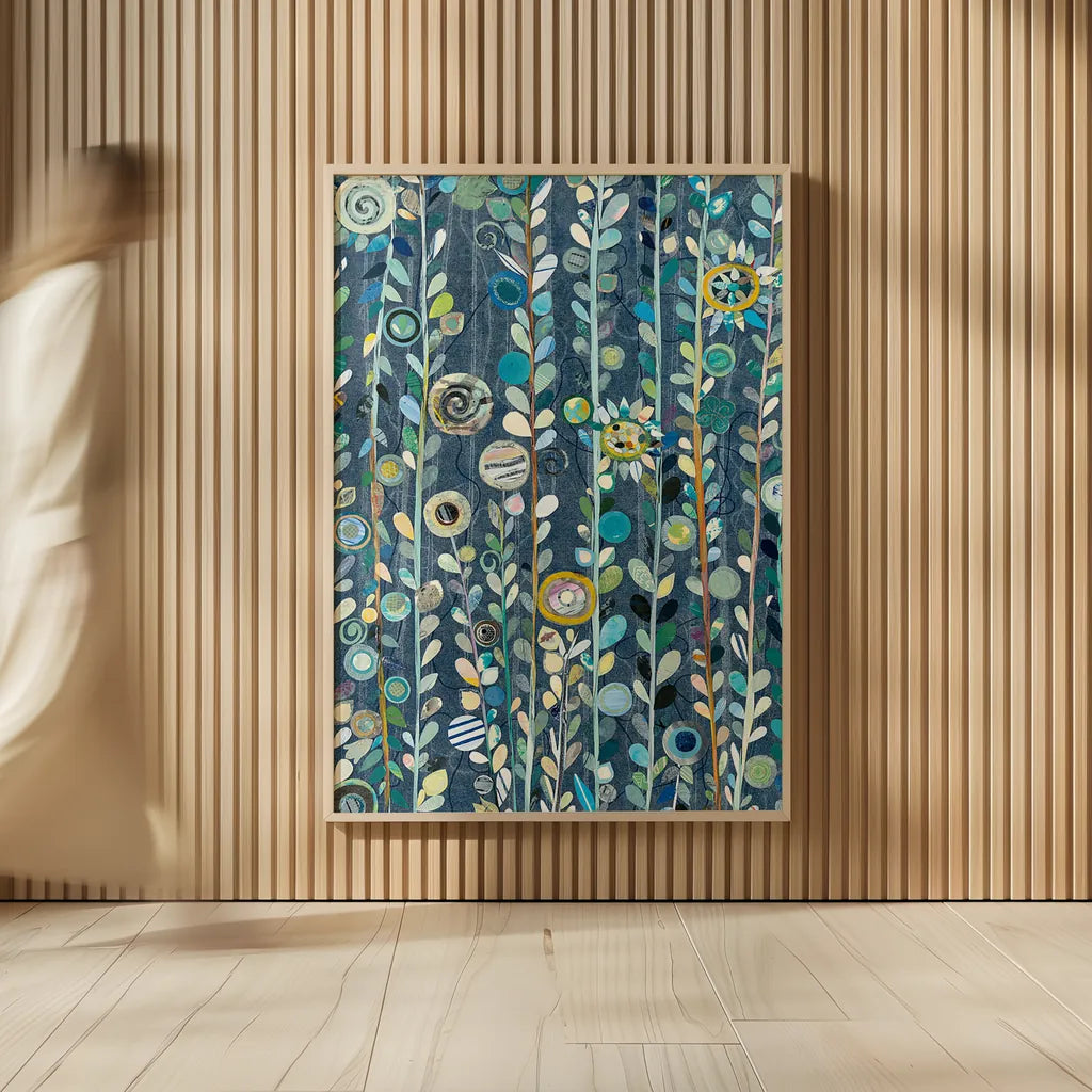 Navy Blue Sky by Candra Boggs. shown as over sized large wall art. Available as an archival giclee rolled canvas, fine art paper, or poster print. SKU 22721h.