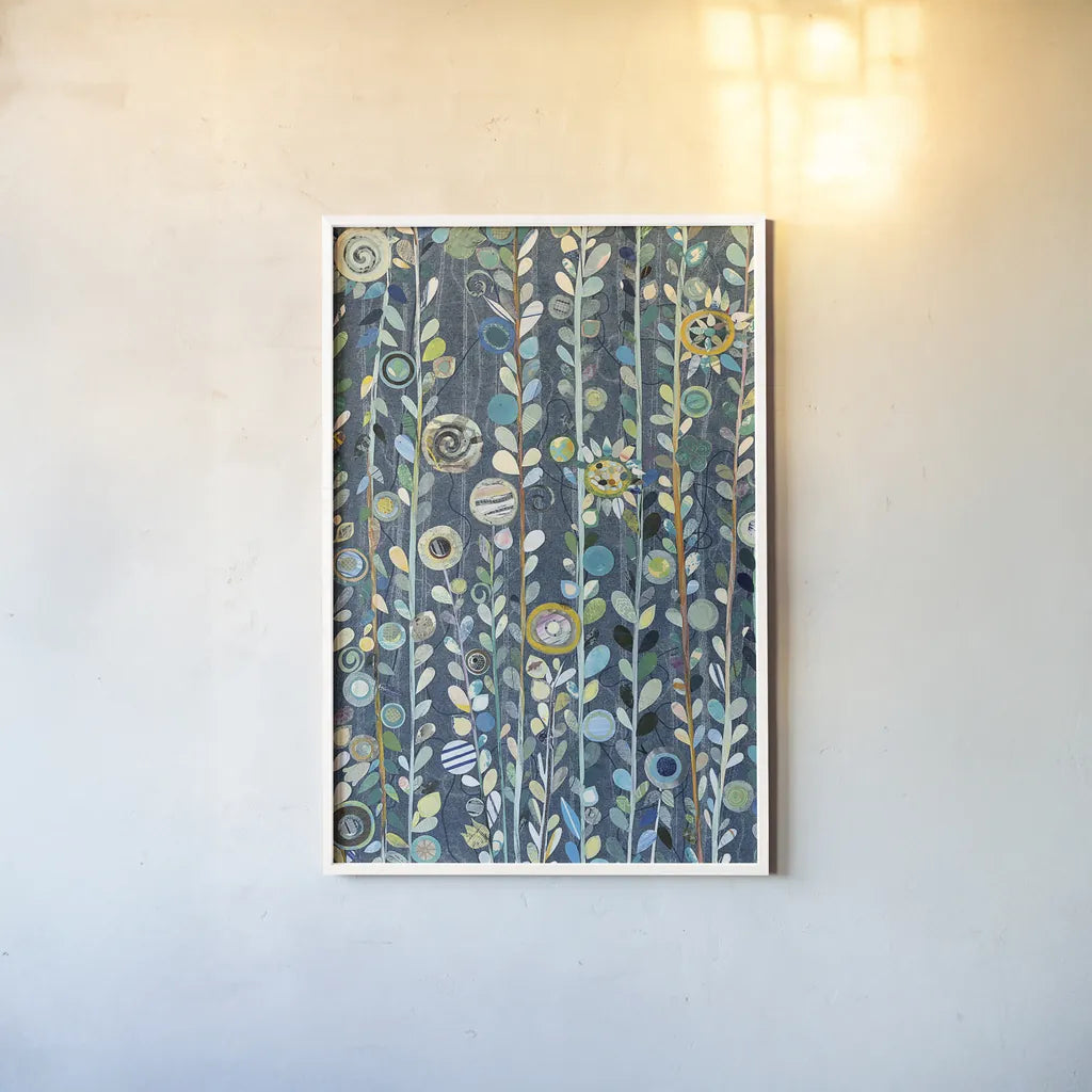 Navy Blue Sky by Candra Boggs. shown as a paper print in a white frame. Available as a archival giclee rolled canvas, fine art paper, or poster print. SKU 22721h.