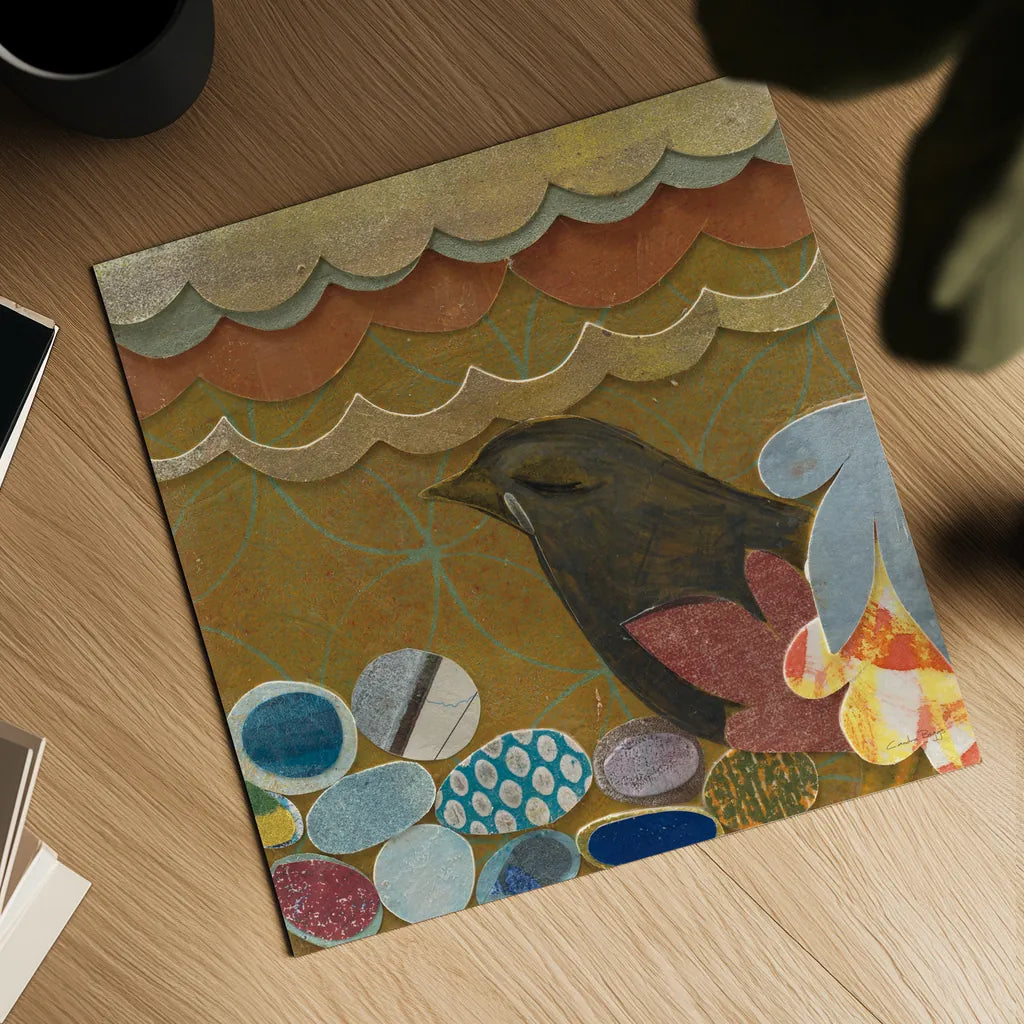 Nesting Birds I by Candra Boggs. Shown as a detailed flat fine art print, highlighting archival giclee quality. Available as an archival giclee rolled canvas, fine art paper, or poster print. SKU 19586a.