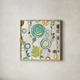 Ocean Garden I Square I by Candra Boggs. Shown in a natural wood glass frame for a timeless modern aesthetic. Available as an archival giclee rolled canvas, fine art paper, or poster print. SKU 32167a.
