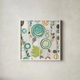 Ocean Garden I Square I by Candra Boggs. Shown in a crisp white glass frame for a clean and minimalist style. Available as an archival giclee rolled canvas, fine art paper, or poster print. SKU 32167a.
