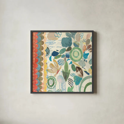 Raining Flowers II by Candra Boggs. Shown in a sleek black glass frame for a contemporary gallery look. Available as an archival giclee rolled canvas, fine art paper, or poster print. SKU 22632a.