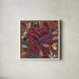 Rose II by Candra Boggs. Shown in a crisp white glass frame for a clean and minimalist style. Available as an archival giclee rolled canvas, fine art paper, or poster print. SKU 20435a.