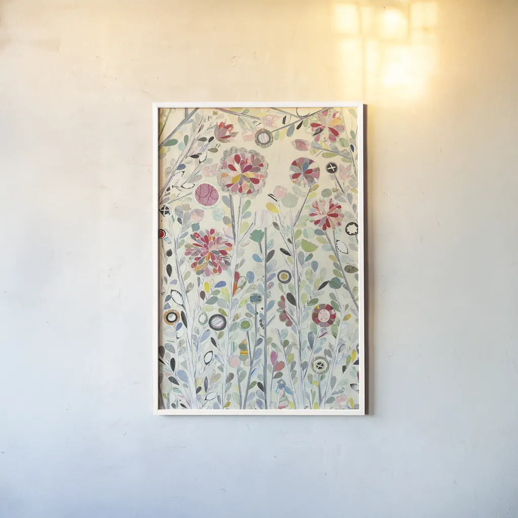 Spring Blossoms by Candra Boggs. shown as a paper print in a white frame. Available as a archival giclee rolled canvas, fine art paper, or poster print. SKU 22710h.