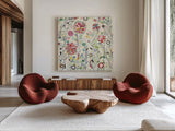 Spring Blossoms Crop by Candra Boggs. Shown as extra-large giant wall art in a modern living room. Available as an archival giclee rolled canvas, fine art paper, or poster print. SKU 22710a.