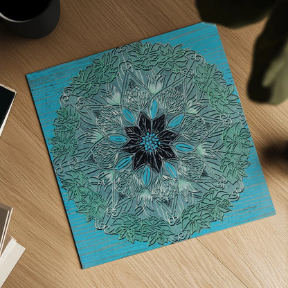 Starshine Mandala IV by Candra Boggs. Shown as a detailed flat fine art print, highlighting archival giclee quality. Available as an archival giclee rolled canvas, fine art paper, or poster print. SKU 88493a.