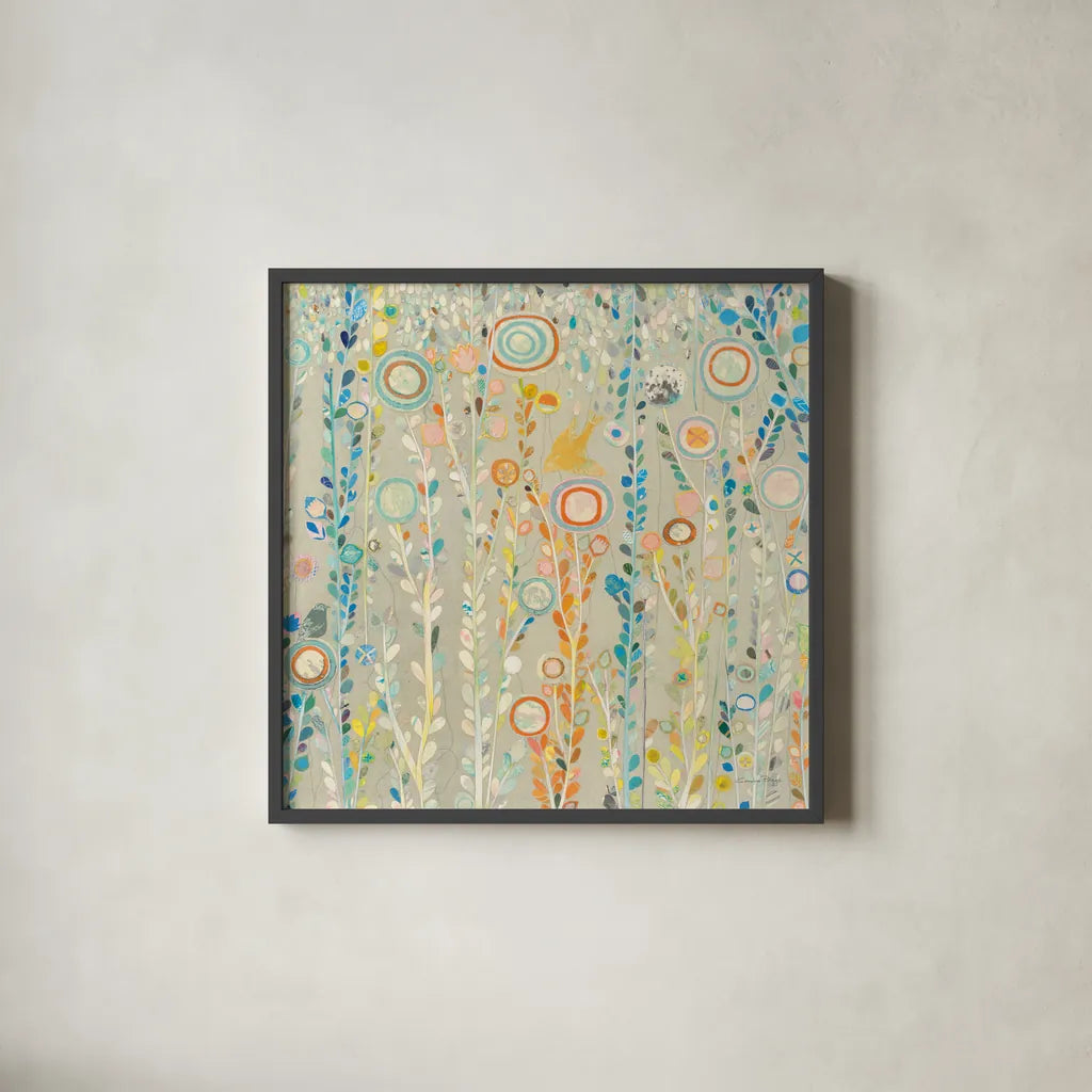 Under the Rain by Candra Boggs. Shown in a sleek black glass frame for a contemporary gallery look. Available as an archival giclee rolled canvas, fine art paper, or poster print. SKU 19597a.