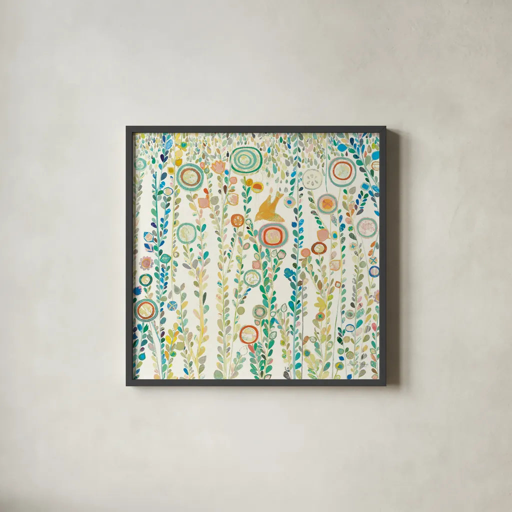 Under the Rain White by Candra Boggs. Shown in a sleek black glass frame for a contemporary gallery look. Available as an archival giclee rolled canvas, fine art paper, or poster print. SKU 89910a.