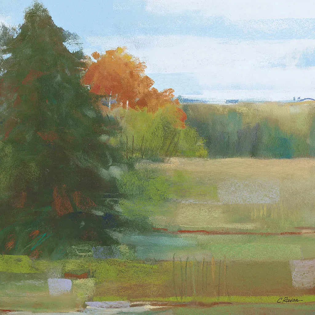 Abstract Field I Bright Blue Sky by Carol Rowan. SKU 42305a. Archival Giclee Fine art print for wall decor.