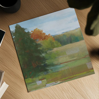 Abstract Field I Bright Blue Sky by Carol Rowan. Shown as a detailed flat fine art print, highlighting archival giclee quality. Available as an archival giclee rolled canvas, fine art paper, or poster print. SKU 42305a.