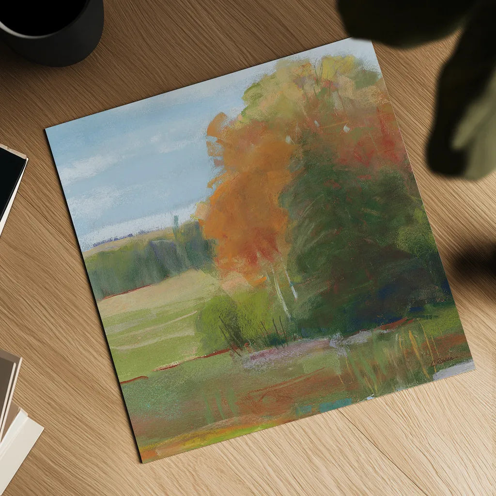 Abstract Field II  Bright Blue Sky by Carol Rowan. Shown as a detailed flat fine art print, highlighting archival giclee quality. Available as an archival giclee rolled canvas, fine art paper, or poster print. SKU 42304a.