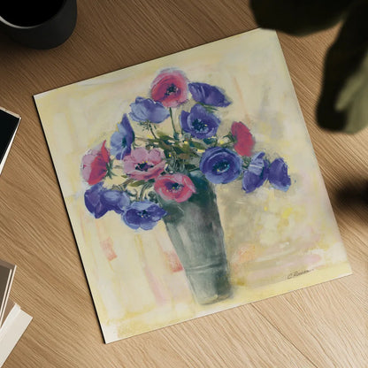 Anemones I by Carol Rowan. Shown as a detailed flat fine art print, highlighting archival giclee quality. Available as an archival giclee rolled canvas, fine art paper, or poster print. SKU 42416a.