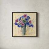 Anemones I by Carol Rowan. Shown in a sleek black glass frame for a contemporary gallery look. Available as an archival giclee rolled canvas, fine art paper, or poster print. SKU 42416a.