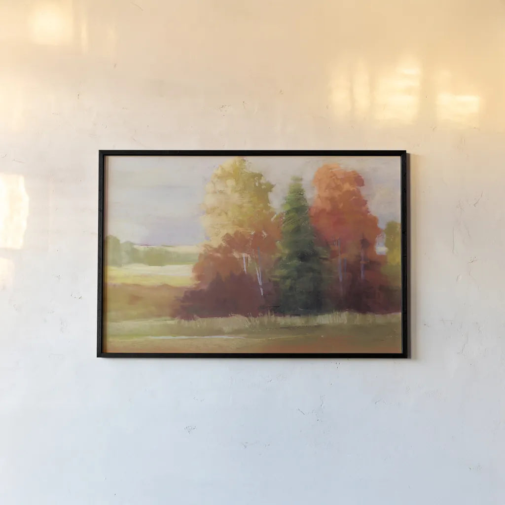 Autumn Leaves by Carol Rowan. shown as a paper print in a black flame. Available as a archival giclee rolled canvas, fine art paper, or poster print. SKU 21448i.