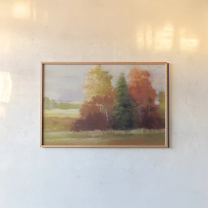 Autumn Leaves by Carol Rowan. shown as a paper print in a natural frame. Available as a archival giclee rolled canvas, fine art paper, or poster print. SKU 21448i.