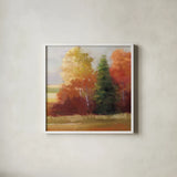 Autumn Leaves Crop by Carol Rowan. Shown in a crisp white glass frame for a clean and minimalist style. Available as an archival giclee rolled canvas, fine art paper, or poster print. SKU 21448a.