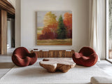 Autumn Leaves Crop by Carol Rowan. Shown as extra-large giant wall art in a modern living room. Available as an archival giclee rolled canvas, fine art paper, or poster print. SKU 21448a.