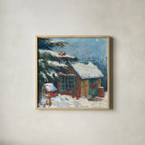 Backyard Beauty v2 by Carol Rowan. Shown in a natural wood glass frame for a timeless modern aesthetic. Available as an archival giclee rolled canvas, fine art paper, or poster print. SKU 41547a.