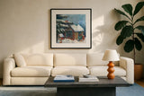 Backyard Beauty v2 by Carol Rowan. Displayed in a glass frame with matte in a clean modern living room. Available as an archival giclee rolled canvas, fine art paper, or poster print. SKU 41547a.