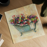 Bathtub Bouquet I by Carol Rowan. Shown as a detailed flat fine art print, highlighting archival giclee quality. Available as an archival giclee rolled canvas, fine art paper, or poster print. SKU 38636a.