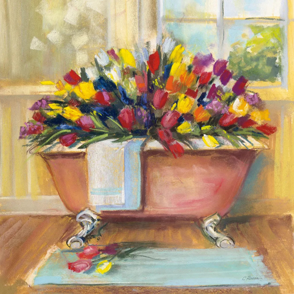 Bathtub Bouquet II by Carol Rowan. SKU 38637a. Archival Giclee Fine art print for wall decor.