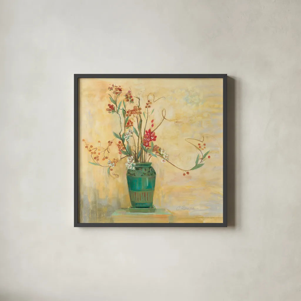 Bittersweet I v2 by Carol Rowan. Shown in a sleek black glass frame for a contemporary gallery look. Available as an archival giclee rolled canvas, fine art paper, or poster print. SKU 42117a.