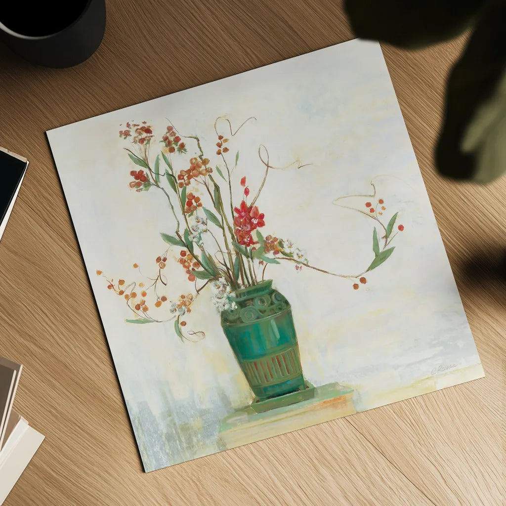 Bittersweet I v2 White by Carol Rowan. Shown as a detailed flat fine art print, highlighting archival giclee quality. Available as an archival giclee rolled canvas, fine art paper, or poster print. SKU 42119a.