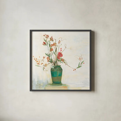 Bittersweet I v2 White by Carol Rowan. Shown in a sleek black glass frame for a contemporary gallery look. Available as an archival giclee rolled canvas, fine art paper, or poster print. SKU 42119a.