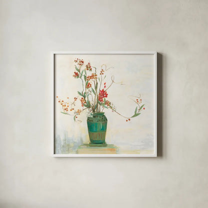 Bittersweet I v2 White by Carol Rowan. Shown in a crisp white glass frame for a clean and minimalist style. Available as an archival giclee rolled canvas, fine art paper, or poster print. SKU 42119a.