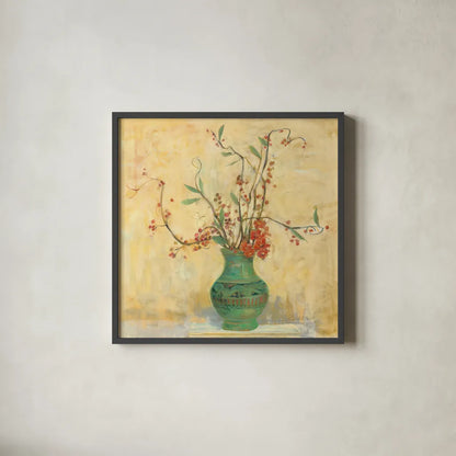 Bittersweet II v2 by Carol Rowan. Shown in a sleek black glass frame for a contemporary gallery look. Available as an archival giclee rolled canvas, fine art paper, or poster print. SKU 42118a.