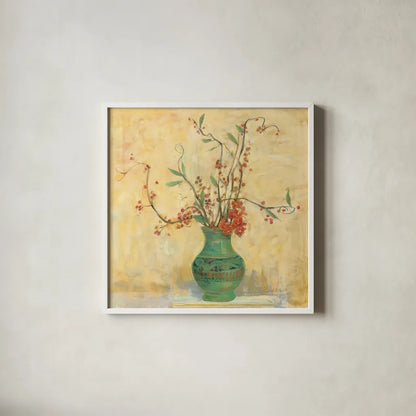 Bittersweet II v2 by Carol Rowan. Shown in a crisp white glass frame for a clean and minimalist style. Available as an archival giclee rolled canvas, fine art paper, or poster print. SKU 42118a.