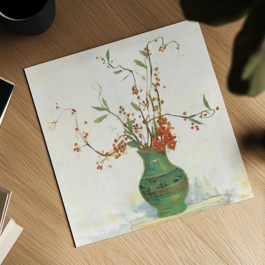 Bittersweet II v2 White by Carol Rowan. Shown as a detailed flat fine art print, highlighting archival giclee quality. Available as an archival giclee rolled canvas, fine art paper, or poster print. SKU 42120a.