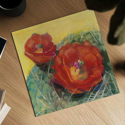 Blooming Succulent I by Carol Rowan. Shown as a detailed flat fine art print, highlighting archival giclee quality. Available as an archival giclee rolled canvas, fine art paper, or poster print. SKU 38631a.