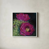 Blooming Succulent III by Carol Rowan. Shown in a crisp white glass frame for a clean and minimalist style. Available as an archival giclee rolled canvas, fine art paper, or poster print. SKU 38633a.