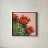 Blooming Succulent IV by Carol Rowan. Shown in a sleek black glass frame for a contemporary gallery look. Available as an archival giclee rolled canvas, fine art paper, or poster print. SKU 38634a.
