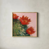 Blooming Succulent IV by Carol Rowan. Shown in a natural wood glass frame for a timeless modern aesthetic. Available as an archival giclee rolled canvas, fine art paper, or poster print. SKU 38634a.
