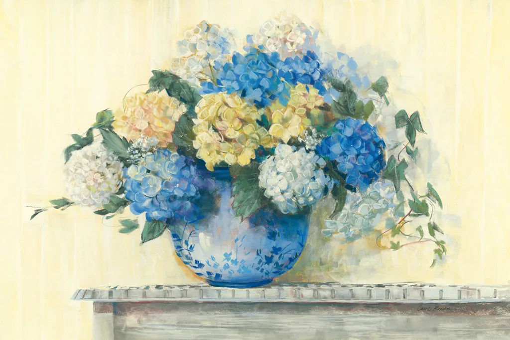 Blue Hydrangea by Carol Rowan. SKU 42366i. Archival Giclee Fine art print for wall decor.