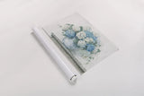Blue Hydrangea Cottage Crop by Carol Rowan. shown as a rolled paper print. Available as archival giclee rolled canvas, fine art paper, or poster print. SKU 47410i.