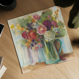 Bouquet in Glass by Carol Rowan. Shown as a detailed flat fine art print, highlighting archival giclee quality. Available as an archival giclee rolled canvas, fine art paper, or poster print. SKU 19774a.