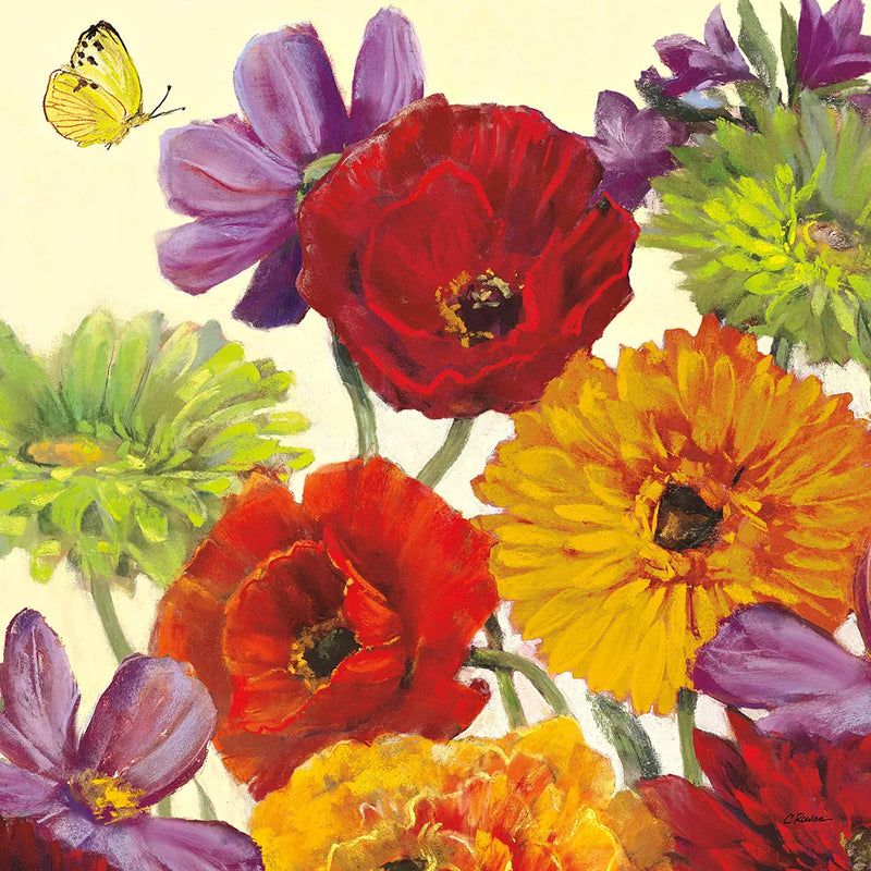 Butterfly Flower Scatter III by Carol Rowan. SKU 10296a. Archival Giclee Fine art print for wall decor.