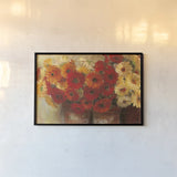 Chelsea Gerberas by Carol Rowan. shown as a paper print in a black flame. Available as a archival giclee rolled canvas, fine art paper, or poster print. SKU 8180i.