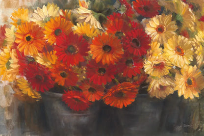 Chelsea Gerberas Grey by Carol Rowan. SKU 41566i. Archival Giclee Fine art print for wall decor.