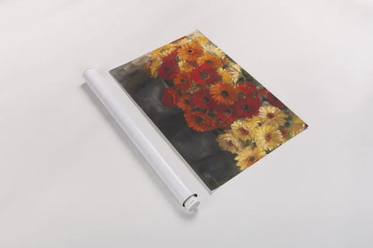 Chelsea Gerberas Grey by Carol Rowan. shown as a rolled paper print. Available as archival giclee rolled canvas, fine art paper, or poster print. SKU 41566i.