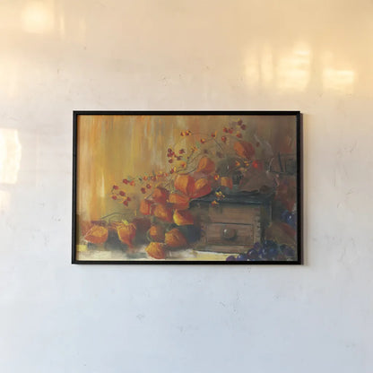 Chinese Lanterns by Carol Rowan. shown as a paper print in a black flame. Available as a archival giclee rolled canvas, fine art paper, or poster print. SKU 8753i.