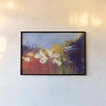 Contemporary Meadow Red by Carol Rowan. shown as a paper print in a black flame. Available as a archival giclee rolled canvas, fine art paper, or poster print. SKU 41958i.